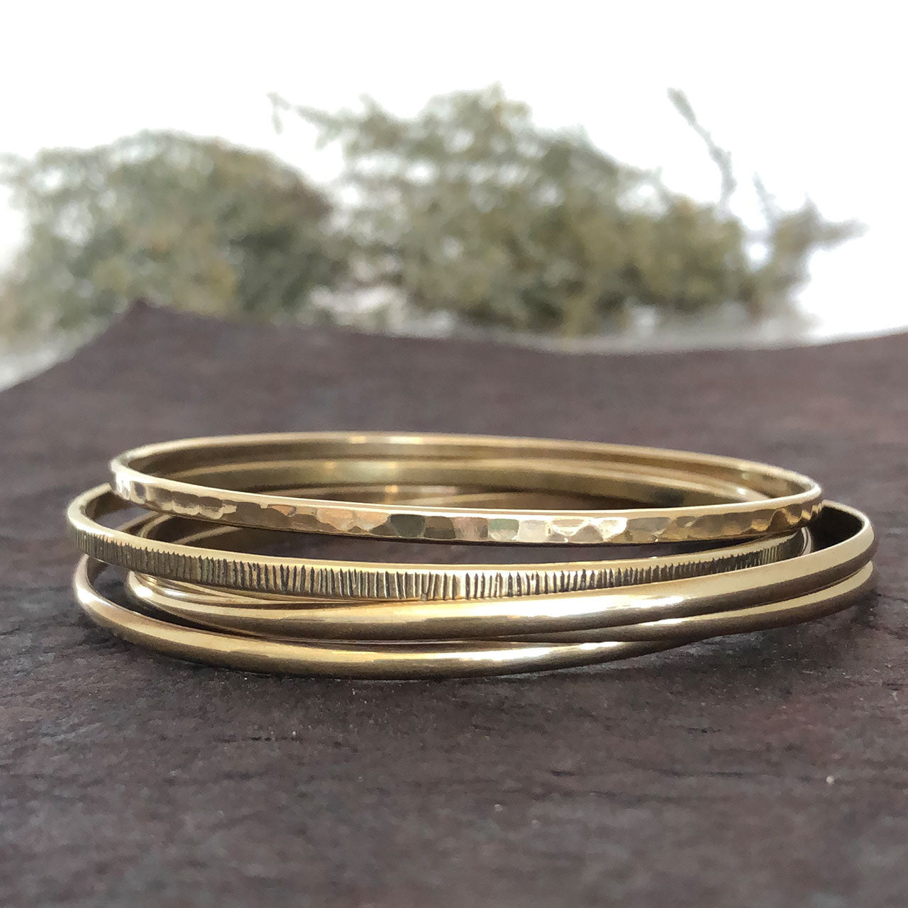 Moremi Polished Brass Bangle Set (A2805)